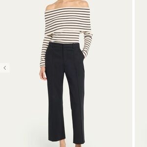 A.L.C. Black Pants with Striped Off-Shoulder Top